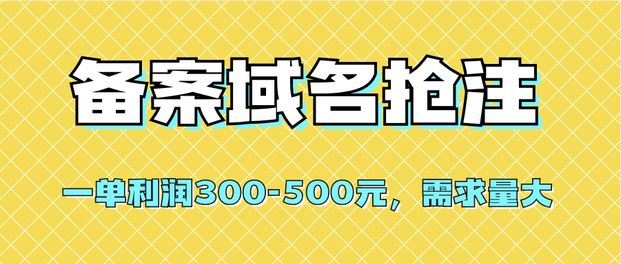 【全网首发】备案域名抢注，一单利润300-500元，需求量大-思维屋-分享无限项目创意