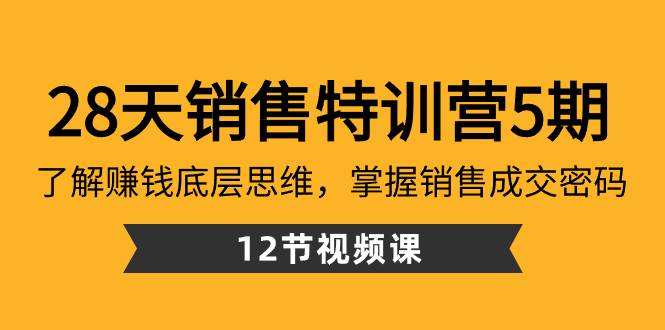 28天·销售特训营5期：了解赚钱底层思维，掌握销售成交密码（12节课）-思维屋-分享无限项目创意