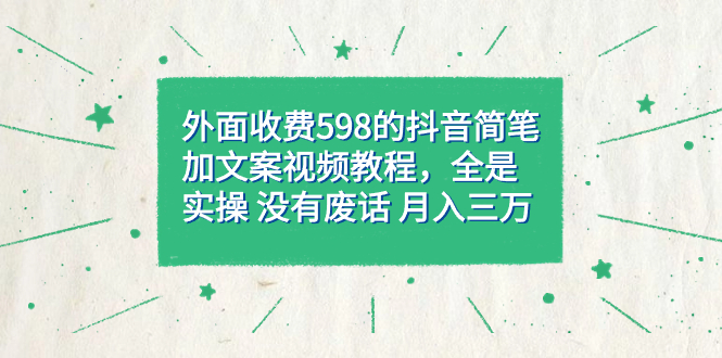 外面收费598抖音简笔加文案教程，全是实操 没有废话 月入三万（教程+资料）-思维屋-分享无限项目创意