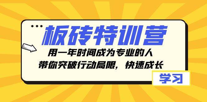 板砖特训营，用一年时间成为专业的人，带你突破行动局限，快速成长-思维屋-分享无限项目创意