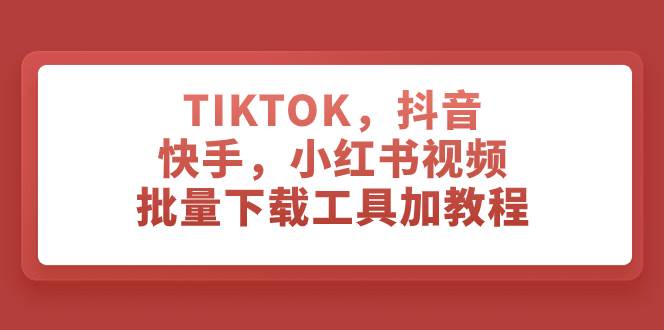 TIKTOK，抖音，快手，小红书视频批量下载工具加教程-思维屋-分享无限项目创意