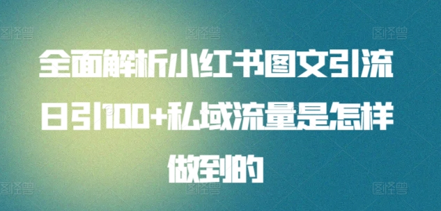 全面解析小红书图文引流日引100私域流量是怎样做到的-思维屋-分享无限项目创意