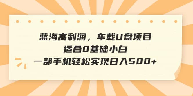 蓝海高利润，车载U盘项目，适合0基础小白，一部手机轻松实现日入500+-思维屋-分享无限项目创意