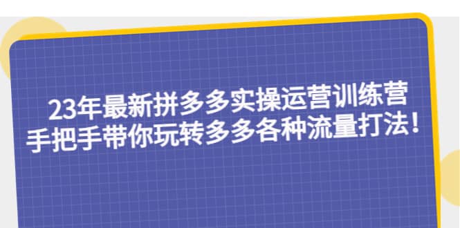 23年最新拼多多实操运营训练营：手把手带你玩转多多各种流量打法！-思维屋-分享无限项目创意