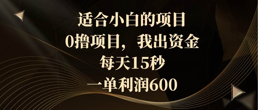 适合小白的项目，0撸项目，我出资金，每天15秒，一单利润600-思维屋-分享无限项目创意