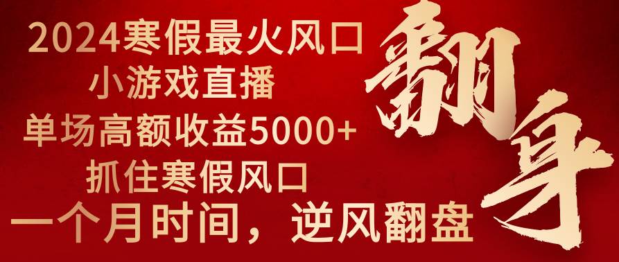 2024年最火寒假风口项目 小游戏直播 单场收益5000+抓住风口 一个月直接提车-思维屋-分享无限项目创意