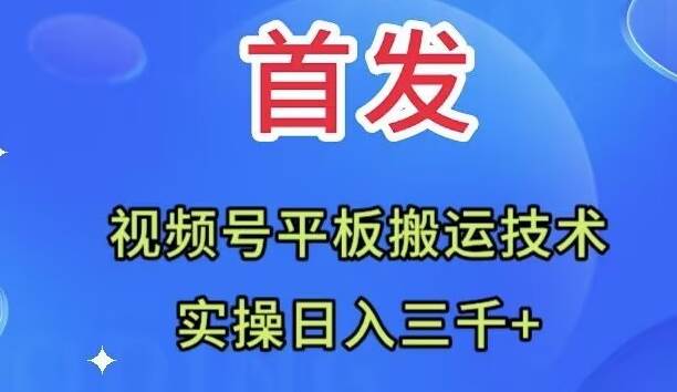全网首发：视频号平板搬运技术，实操日入三千＋-思维屋-分享无限项目创意
