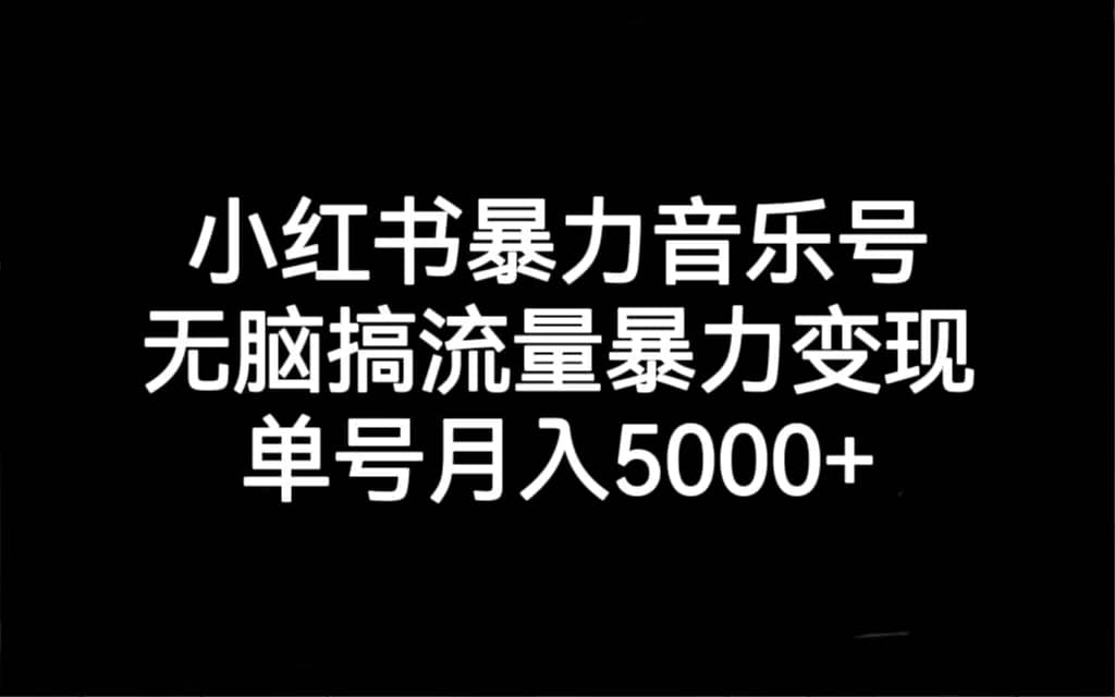 小红书暴力音乐号，无脑搞流量暴力变现，单号月入5000+-思维屋-分享无限项目创意