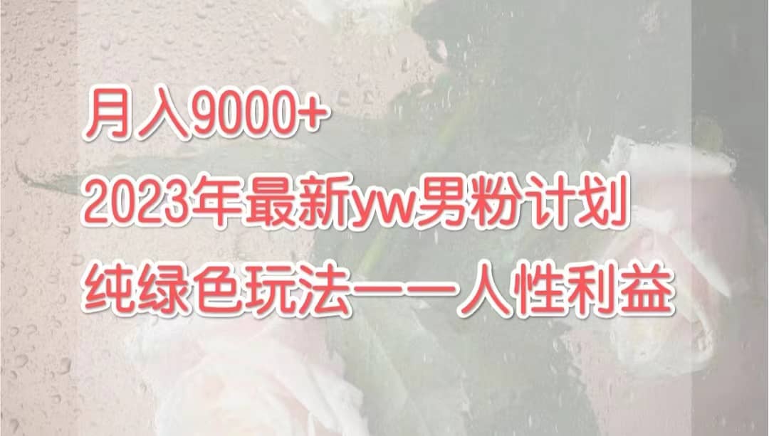 月入9000+2023年9月最新yw男粉计划绿色玩法——人性之利益-思维屋-分享无限项目创意