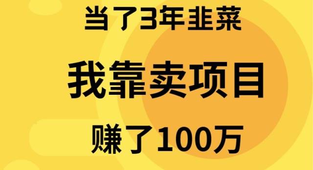 当了3年韭菜，我靠卖项目赚了100万-思维屋-分享无限项目创意