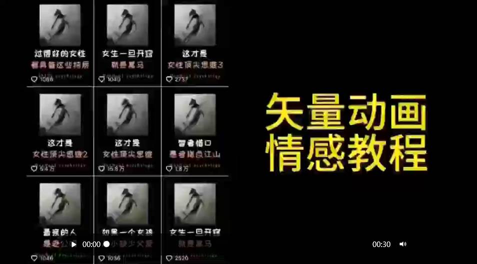 矢量动画情感教程：高点赞涨粉，适合情感、思维、创业教育等赛道-思维屋-分享无限项目创意