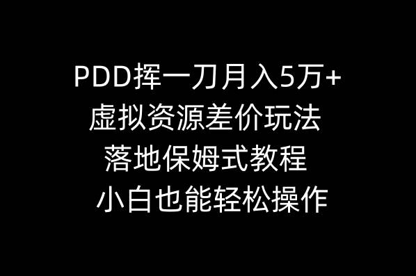 PDD挥一刀月入5万+，虚拟资源差价玩法，落地保姆式教程，小白也能轻松操作-思维屋-分享无限项目创意