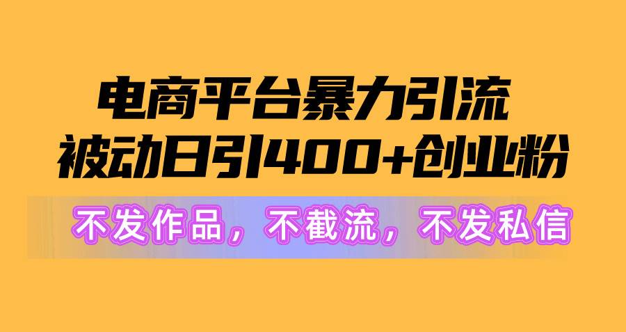 电商平台暴力引流,被动日引400+创业粉不发作品，不截流，不发私信-思维屋-分享无限项目创意