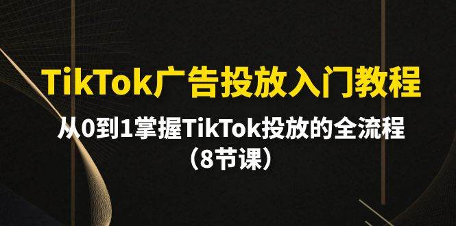TikTok广告投放入门教程，从0到1掌握TikTok投放的全流程（8节课）-思维屋-分享无限项目创意