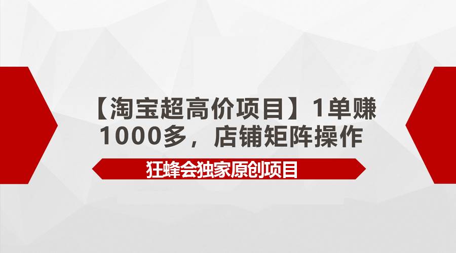 【淘宝超高价项目】1单赚1000多，店铺矩阵操作-思维屋-分享无限项目创意