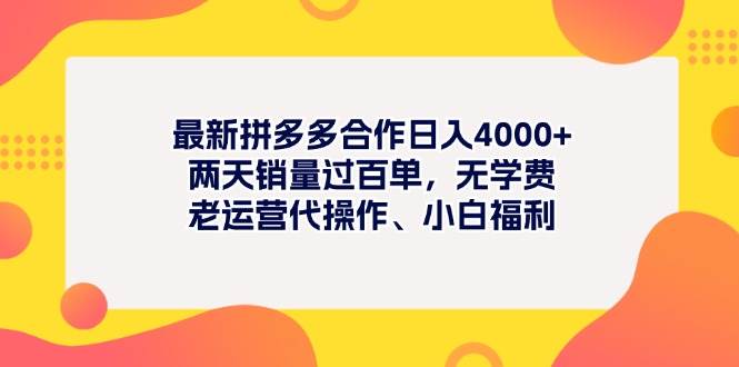 最新拼多多项目日入4000+两天销量过百单，无学费、老运营代操作、小白福利-思维屋-分享无限项目创意