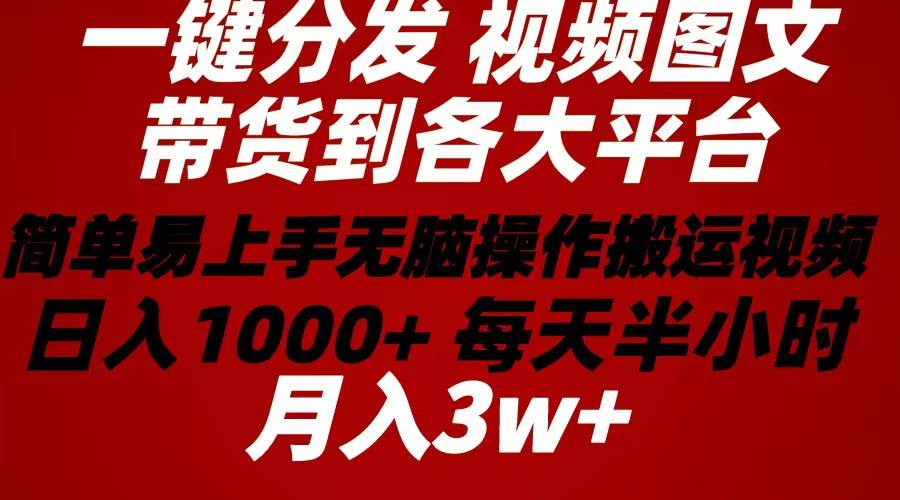 2024年 一键分发带货图文视频  简单易上手 无脑赚收益 每天半小时日入1…-思维屋-分享无限项目创意