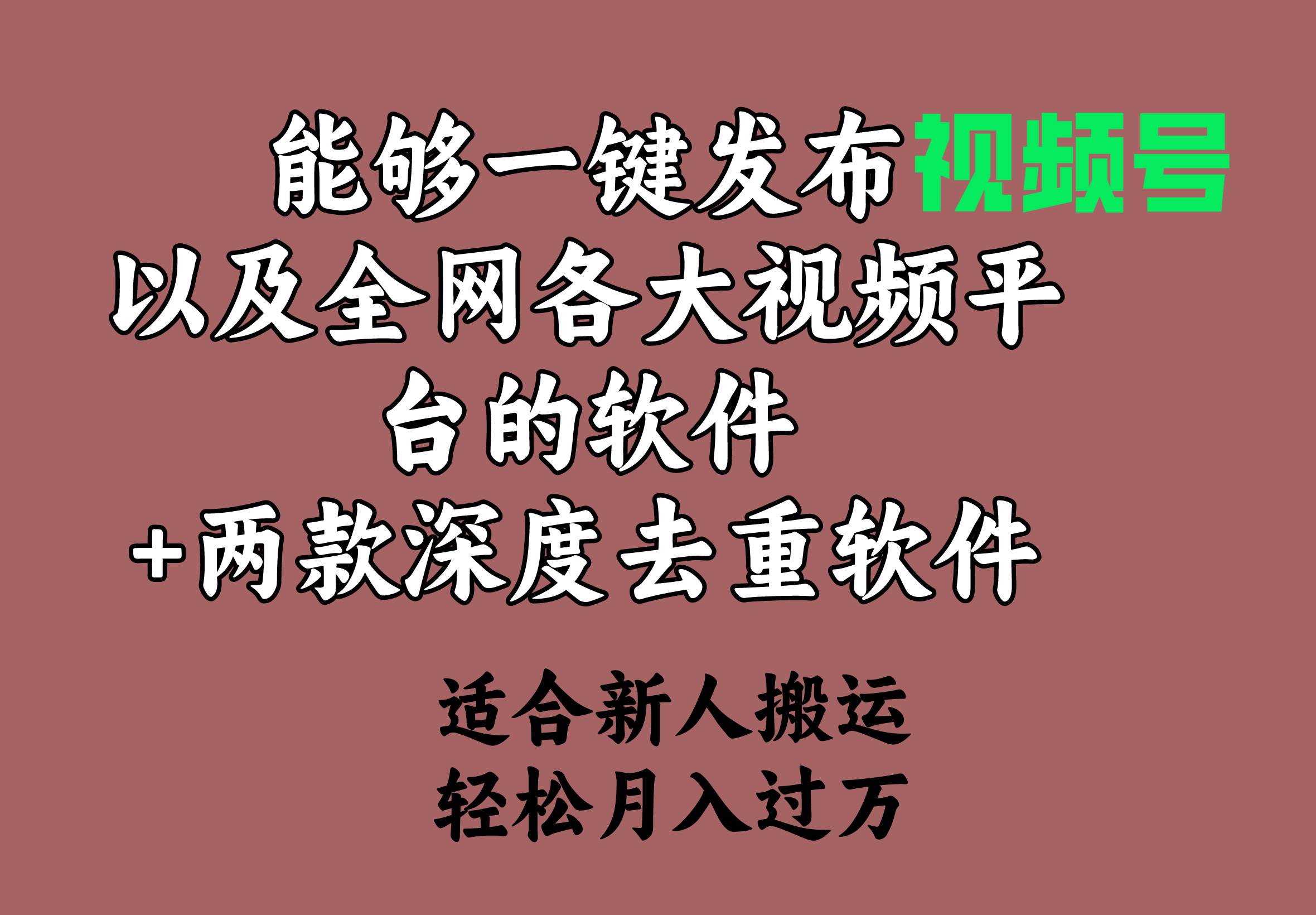 能够一键发布视频号以及全网各大视频平台的软件+两款深度去重软件 适合...-思维屋-分享无限项目创意