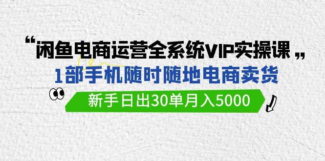 闲鱼电商运营全系统VIP实战课，1部手机随时随地卖货，新手日出30单月入5000-思维屋-分享无限项目创意