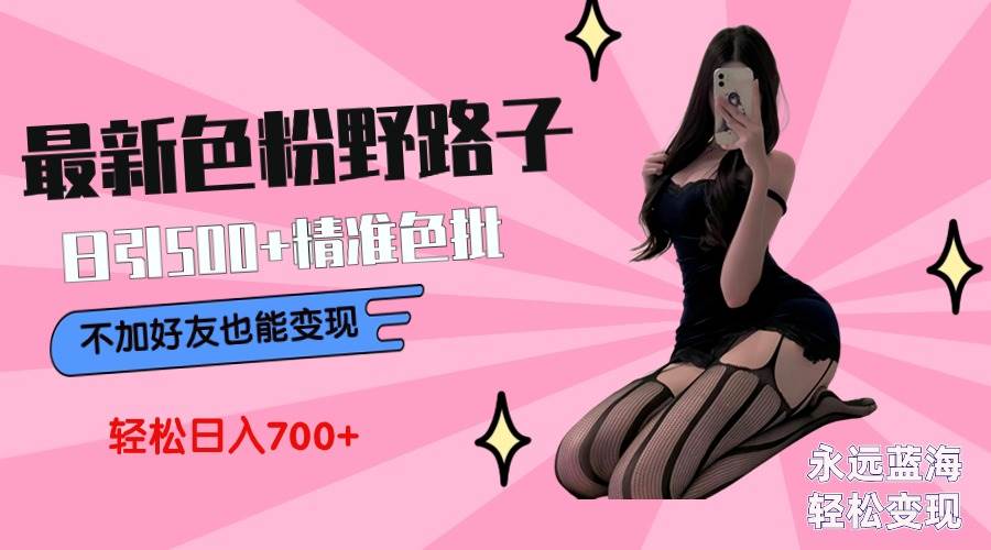 最新色粉变现野路子，日引500+老色批 可不加好友直接变现 小白轻松日入700+-思维屋-分享无限项目创意