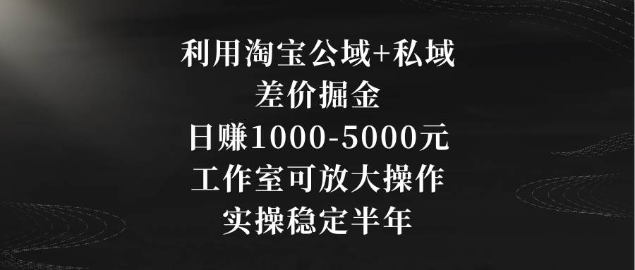 利用淘宝公域+私域差价掘金，日赚1000-5000元，工作室可放大操作，实操...-思维屋-分享无限项目创意