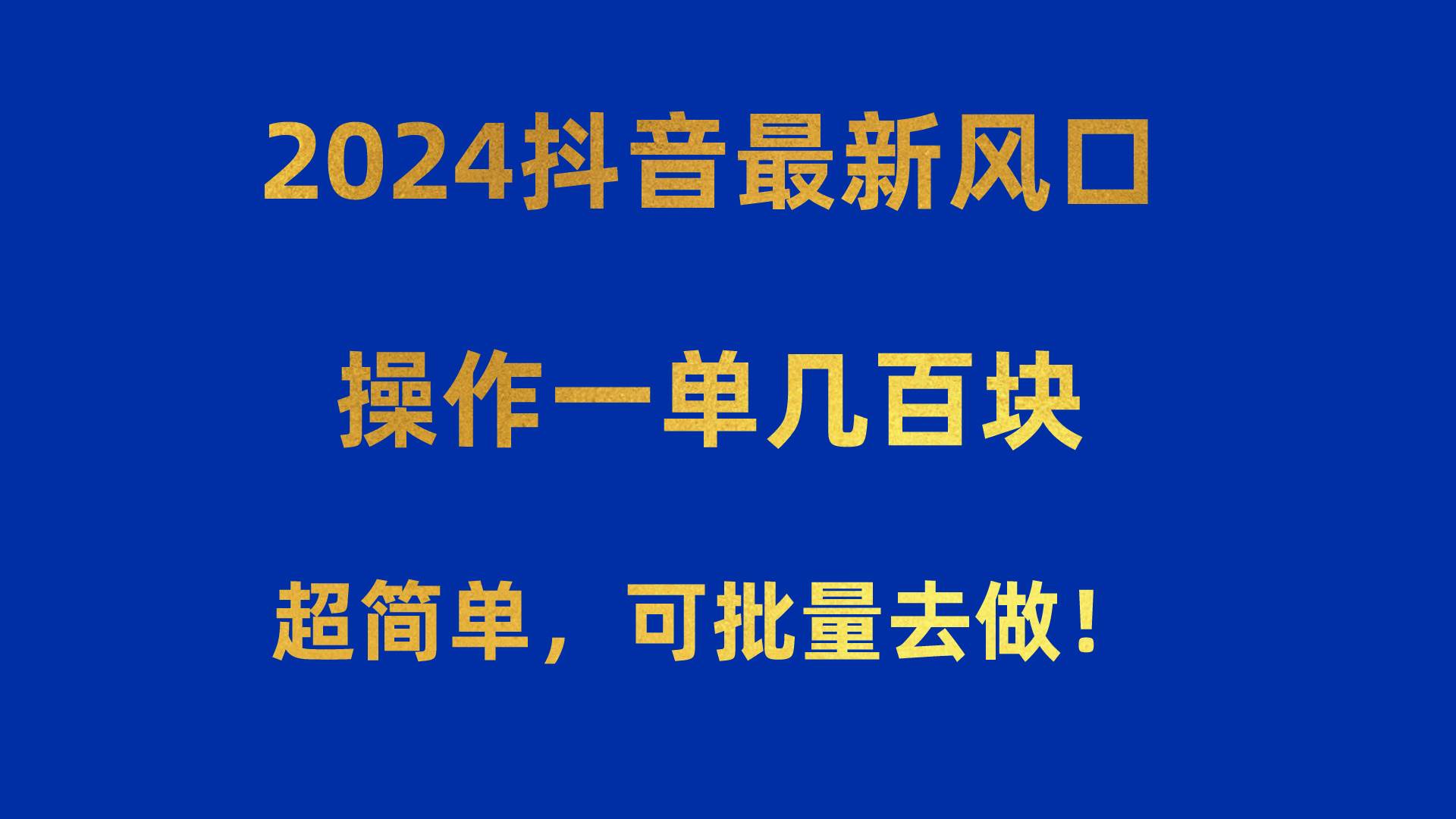 2024抖音最新风口！操作一单几百块！超简单，可批量去做！！！-思维屋-分享无限项目创意