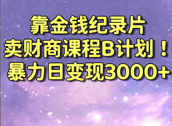 靠金钱纪录片卖财商课程B计划！暴力日变现3000+，喂饭式干货教程！-思维屋-分享无限项目创意
