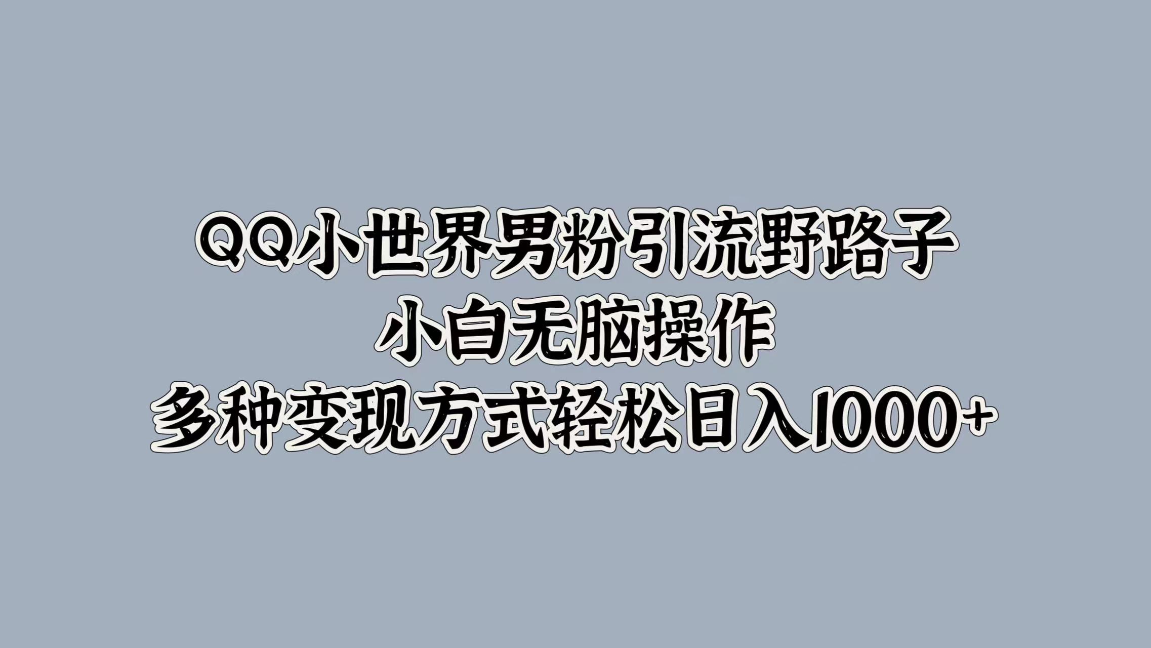 QQ小世界男粉引流野路子，小白无脑操作，多种变现方式轻松日入1000+-思维屋-分享无限项目创意