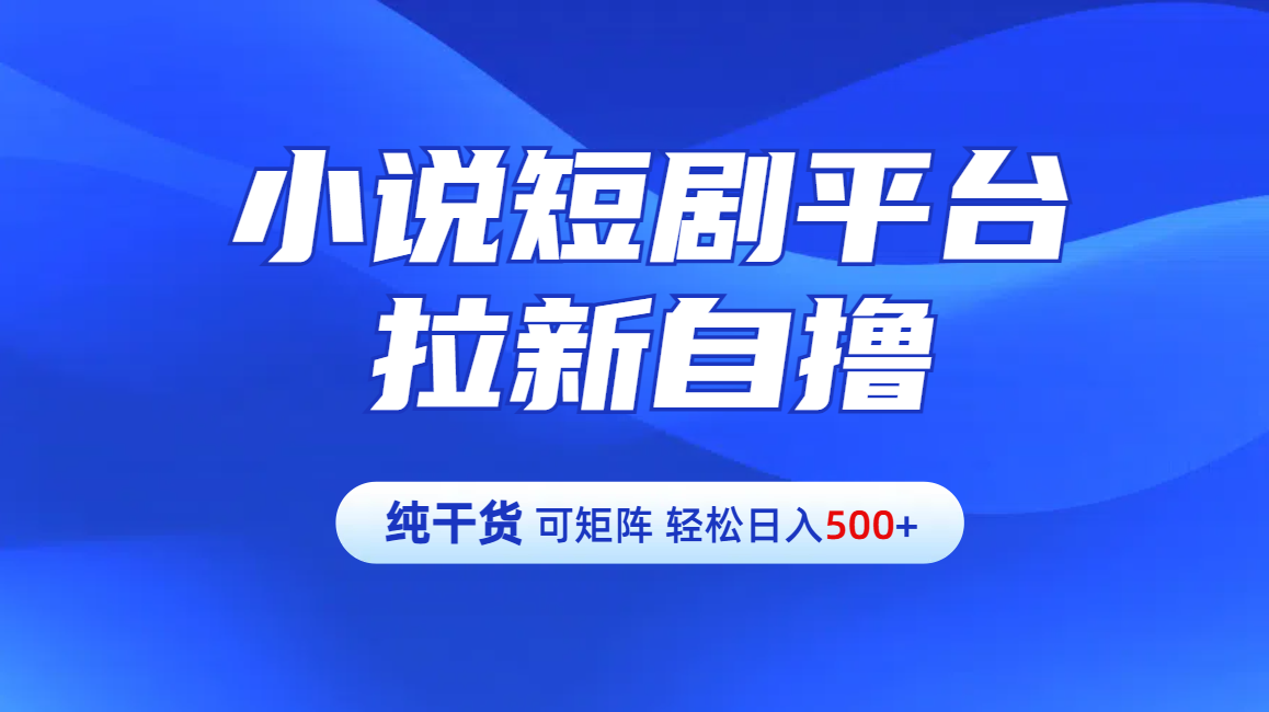 【纯干货】小说短剧平台拉新自撸玩法详解-单人轻松日入500+-思维屋-分享无限项目创意