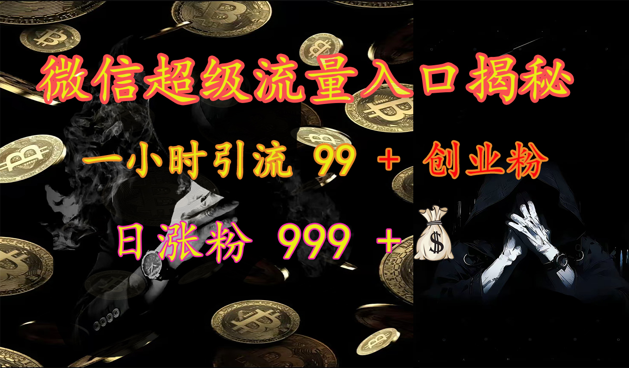 微信超级流量入口揭秘：一小时引流 99 + 创业粉，日涨粉 999 +【揭秘】-思维屋-分享无限项目创意