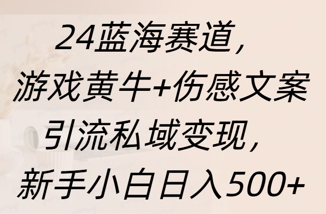 24蓝海赛道,游戏黄牛+伤感文案引流私域变现,新手日入500+-思维屋-分享无限项目创意