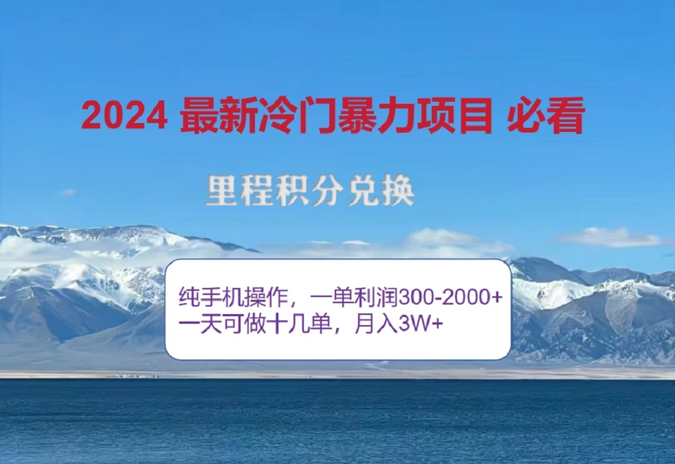 2024惊爆冷门暴利！出行高峰来袭，里程积分，高爆发期，一单300+—2000+，月入过万不是梦！-思维屋-分享无限项目创意