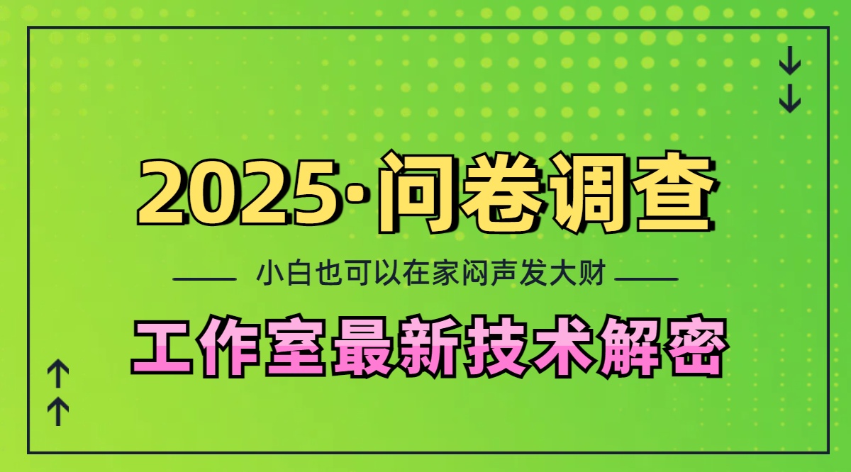 2025《问卷调查》最新工作室技术解密：一个人在家也可以闷声发大财，小白一天200+，可矩阵放大-思维屋-分享无限项目创意