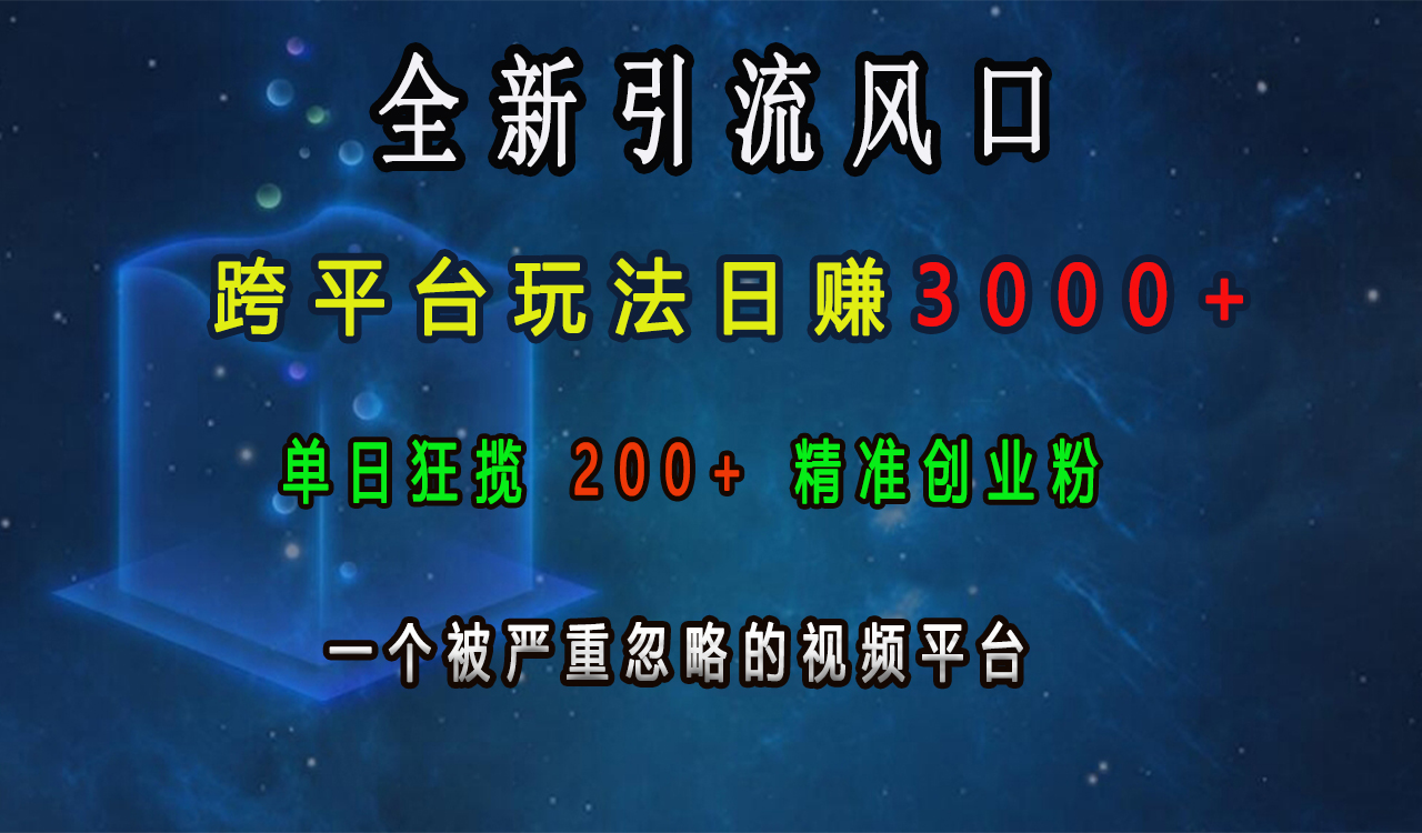 全新引流风口，跨平台玩法日赚3000+，单日狂揽200+精准创业粉，一个被严重忽略的视频平台-思维屋-分享无限项目创意