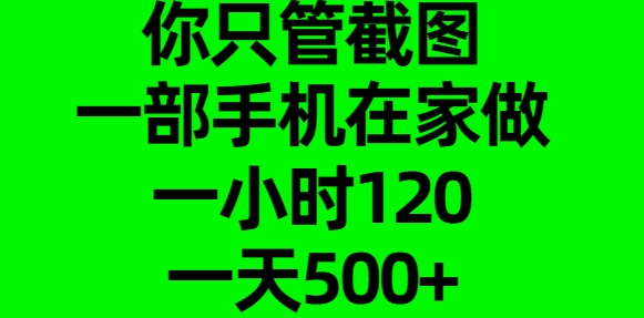 你只管截图,一部手机在家做,一小时120,一天500+-思维屋-分享无限项目创意