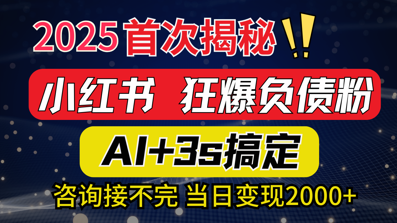 2025引流天花板：最新小红书狂暴负债粉思路，咨询接不断，当日入2000+-思维屋-分享无限项目创意