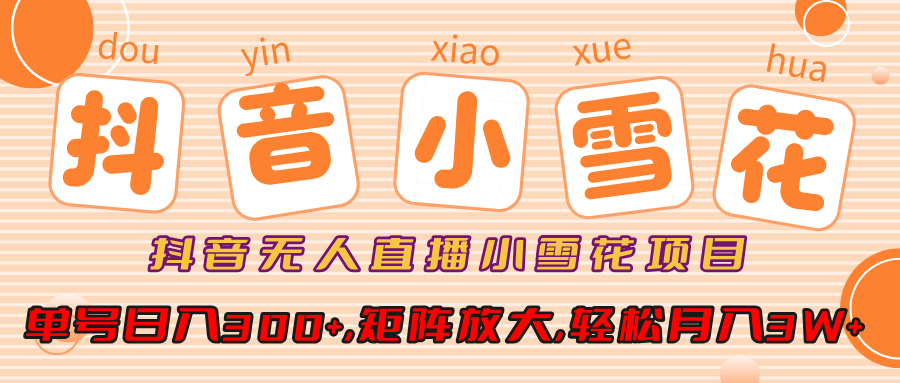 小雪花项目,抖音无人直播,单号日入300+,矩阵放大,轻松月入3W+-思维屋-分享无限项目创意