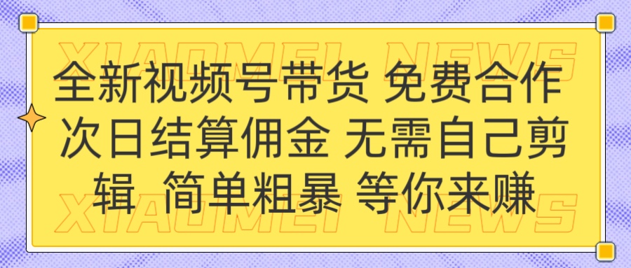 全新视频号 免费合作 佣金次日结算 无需自己剪辑-思维屋-分享无限项目创意