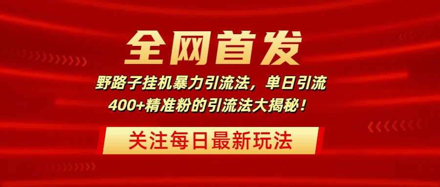 全网首发，野路子挂机暴力引流法，单日引流400+精准粉的引流法大揭秘！-思维屋-分享无限项目创意