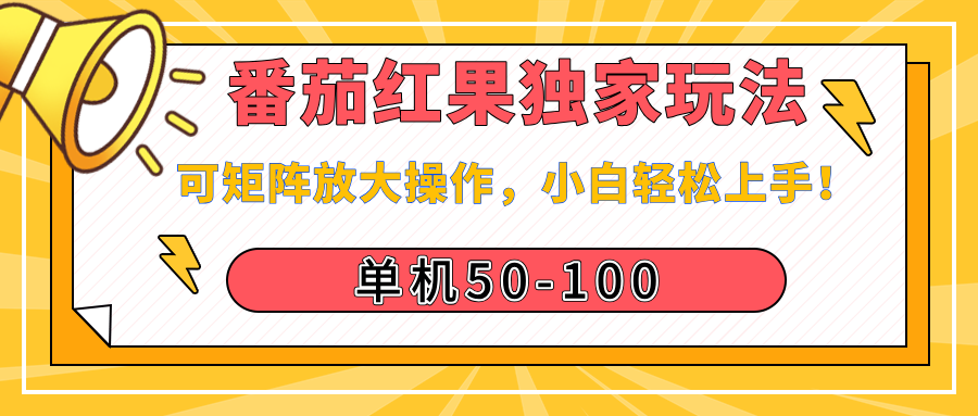 番茄红果独家玩法,单机50-100,可矩阵放大操作,小白轻松上手!-思维屋-分享无限项目创意