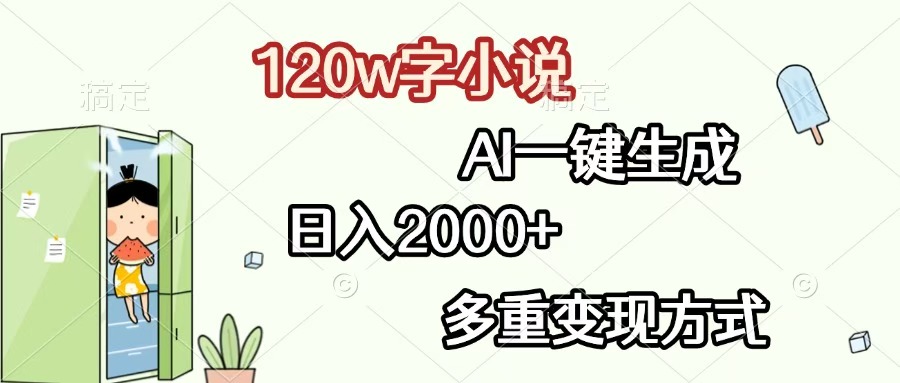 120w字小说，AI一键生成，日入2000+，多重变现方式-思维屋-分享无限项目创意
