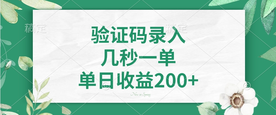验证码录入，看图识字，几秒一单，单日收益200+-思维屋-分享无限项目创意