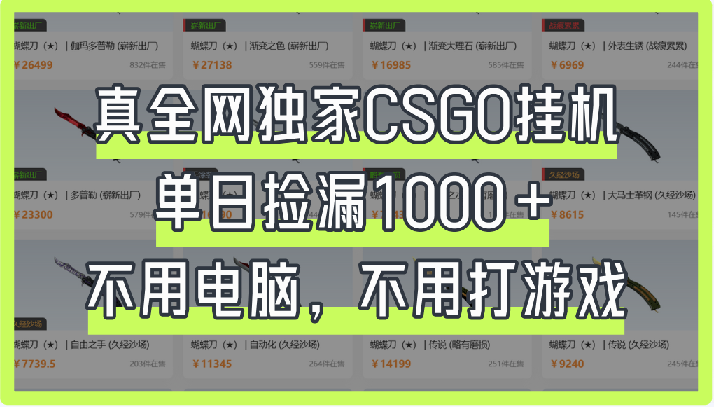 真全网独家CSGO挂机，单日捡漏1000+-思维屋-分享无限项目创意