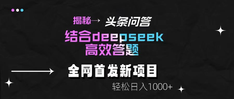 揭秘头条问答新玩法！结合deepseek高效答题，轻松日入1000+-思维屋-分享无限项目创意