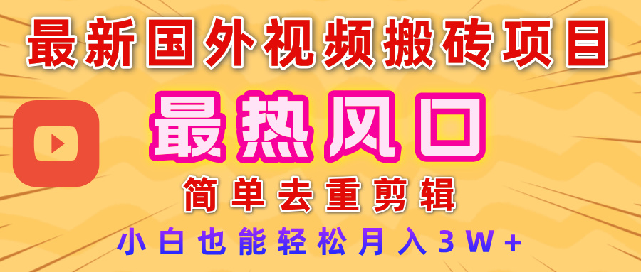 2025最新热门风口，国外视频搬砖项目，简单去重剪辑，小白也能轻松月入3W+-思维屋-分享无限项目创意