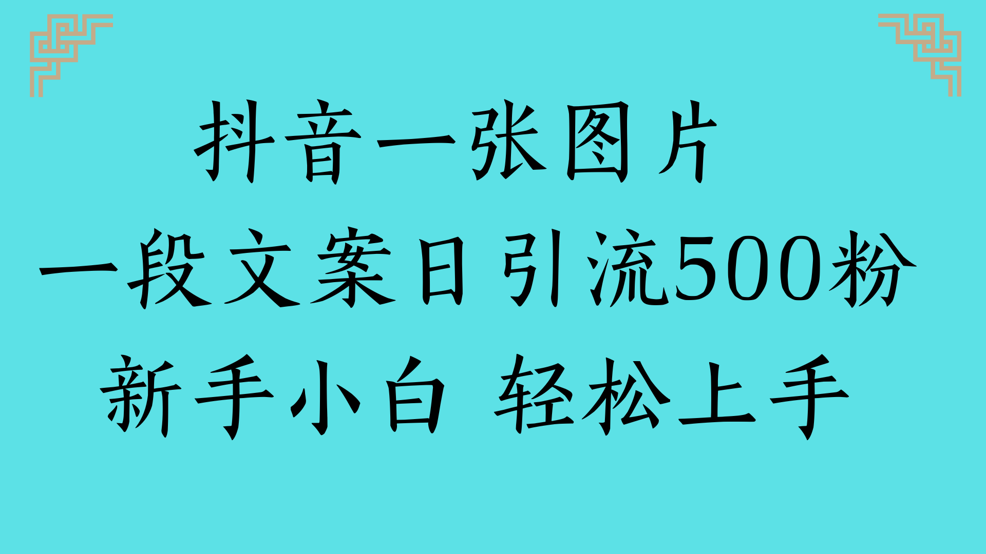 抖音一张图片 一段文案日引流500粉新手小白 轻松上手-思维屋-分享无限项目创意