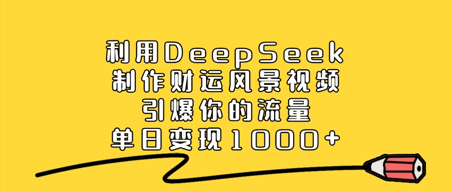 利用DeepSeek制作财运风景视频，单日变现1000+，引爆你的流量-思维屋-分享无限项目创意