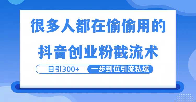 很多人都在偷偷用的抖音创业粉截留术，日引300+，一步到位引流到私域-思维屋-分享无限项目创意