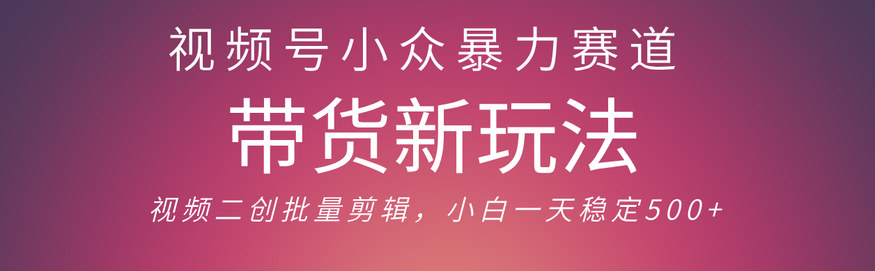 视频号小众暴力赛道，最新带货玩法 小白也能轻松日入500+ 保姆及教程-思维屋-分享无限项目创意
