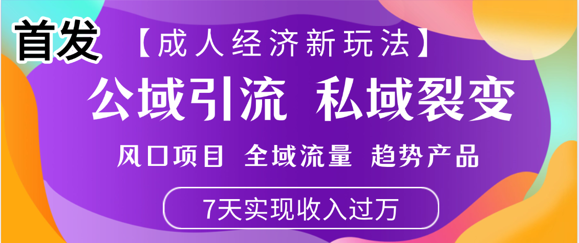 首发：【成人经济新玩法】市面独家玩法，风口项目、全域流量、趋势产品，7天实现月入过万-思维屋-分享无限项目创意